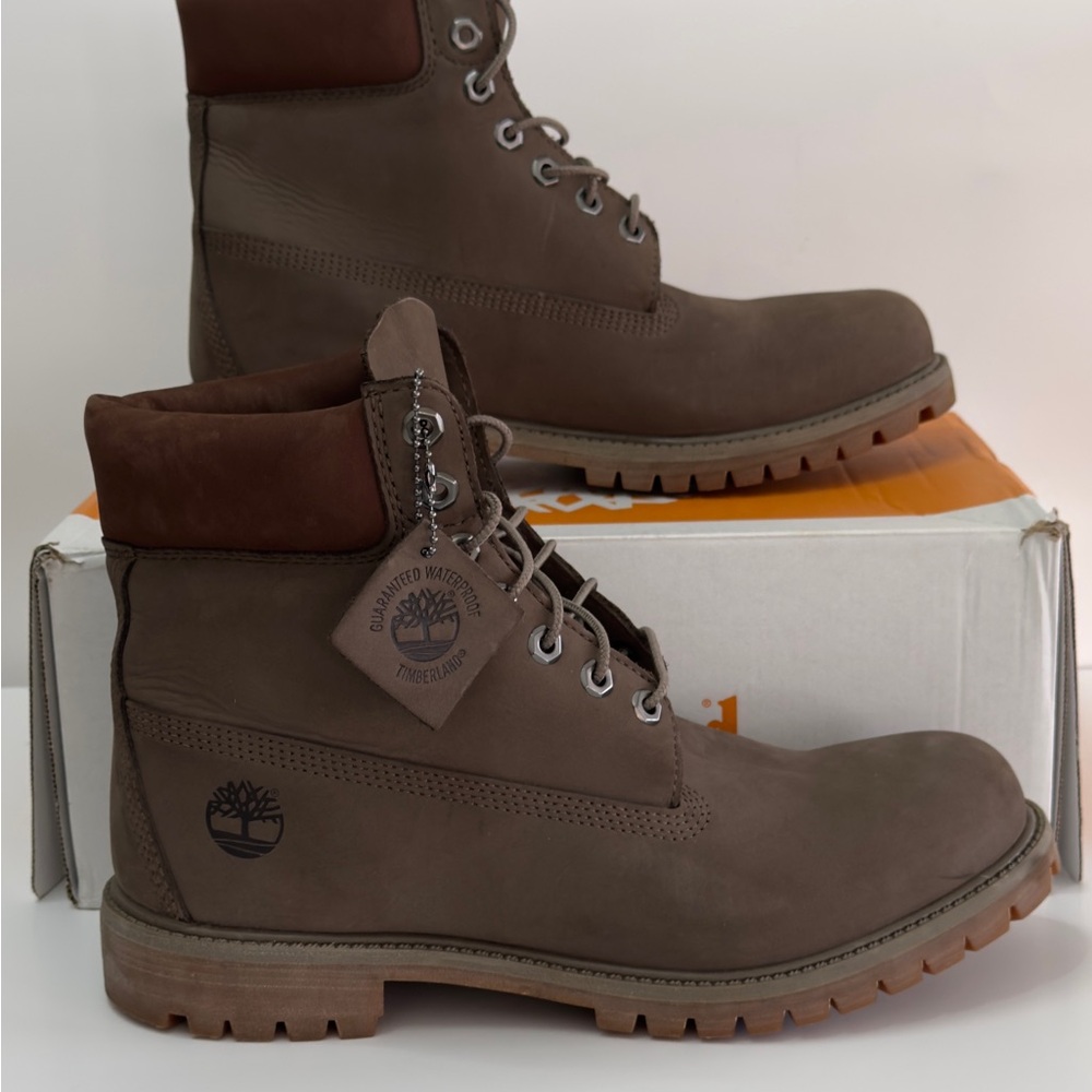 Timberland Men's Taupe/Brown Premium Leather Work Boots